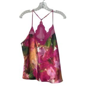 Lilac & London Floral Lace Trim Camisole Top Cami Large Pink New WOT